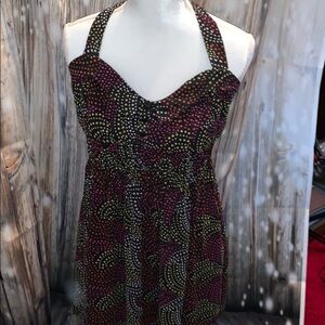 Pinky’s Fun Halter Dress w/ Mini Collar & Buttons